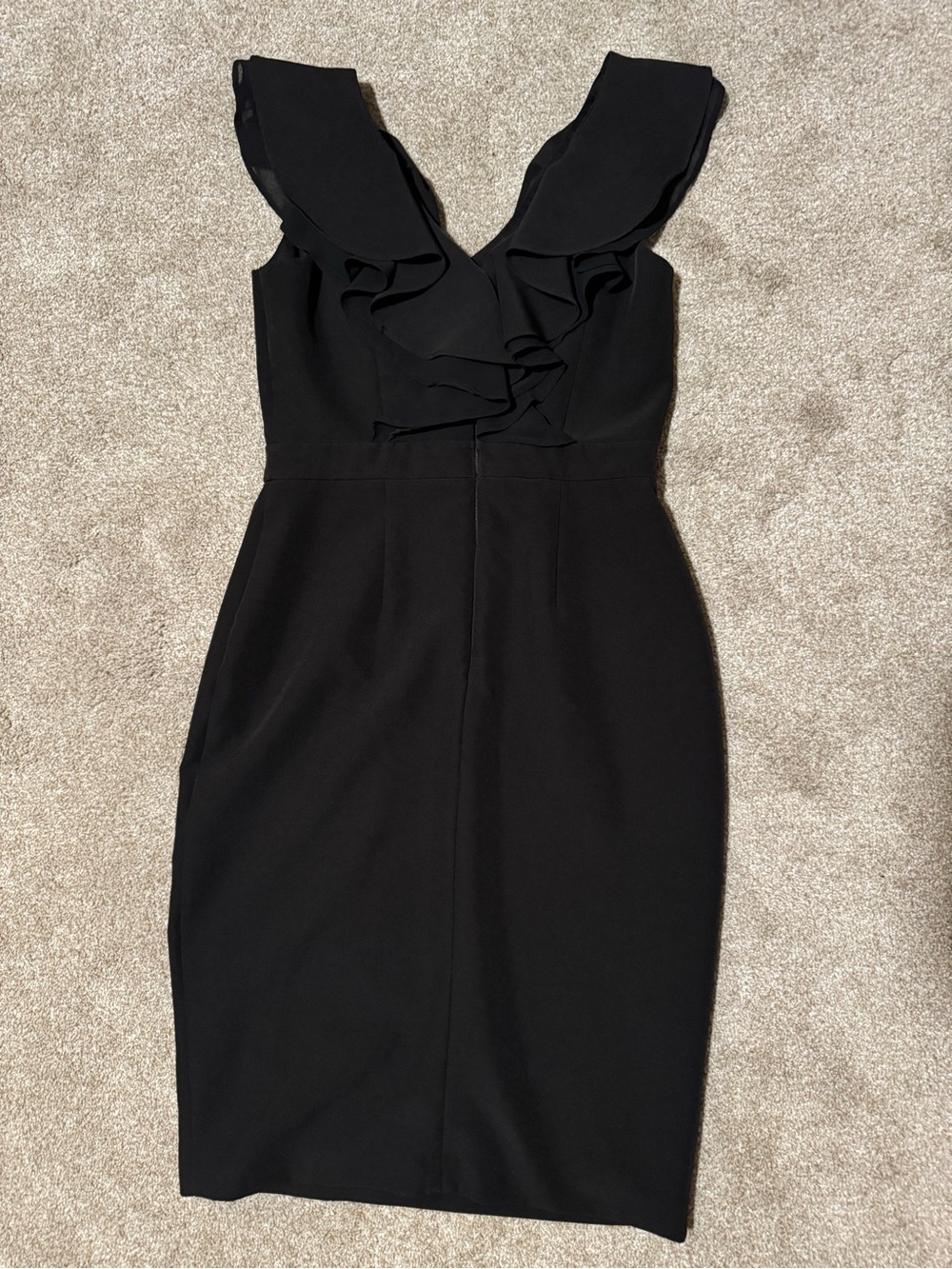 Taylor little black dress with ruffles, size 2 - Picture 2 of 4